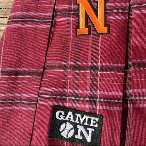 SKATER GIRL PLAID PLEATED MINI SKIRT WITH PATCHES JUNIORS SMALL - Picture 3 of 7